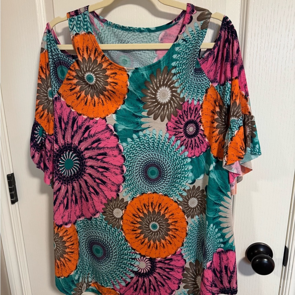 Dear Scarlett Vibrant Floral Blouse – Wrinkle‑Free Stretch Top